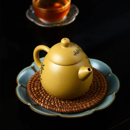 230cc Handmade Kung-Fu Teaware, Yixing Clay Horizontal Pot, Zisha Teapot, Purple Clay Drinkware for Puer Green and Black
