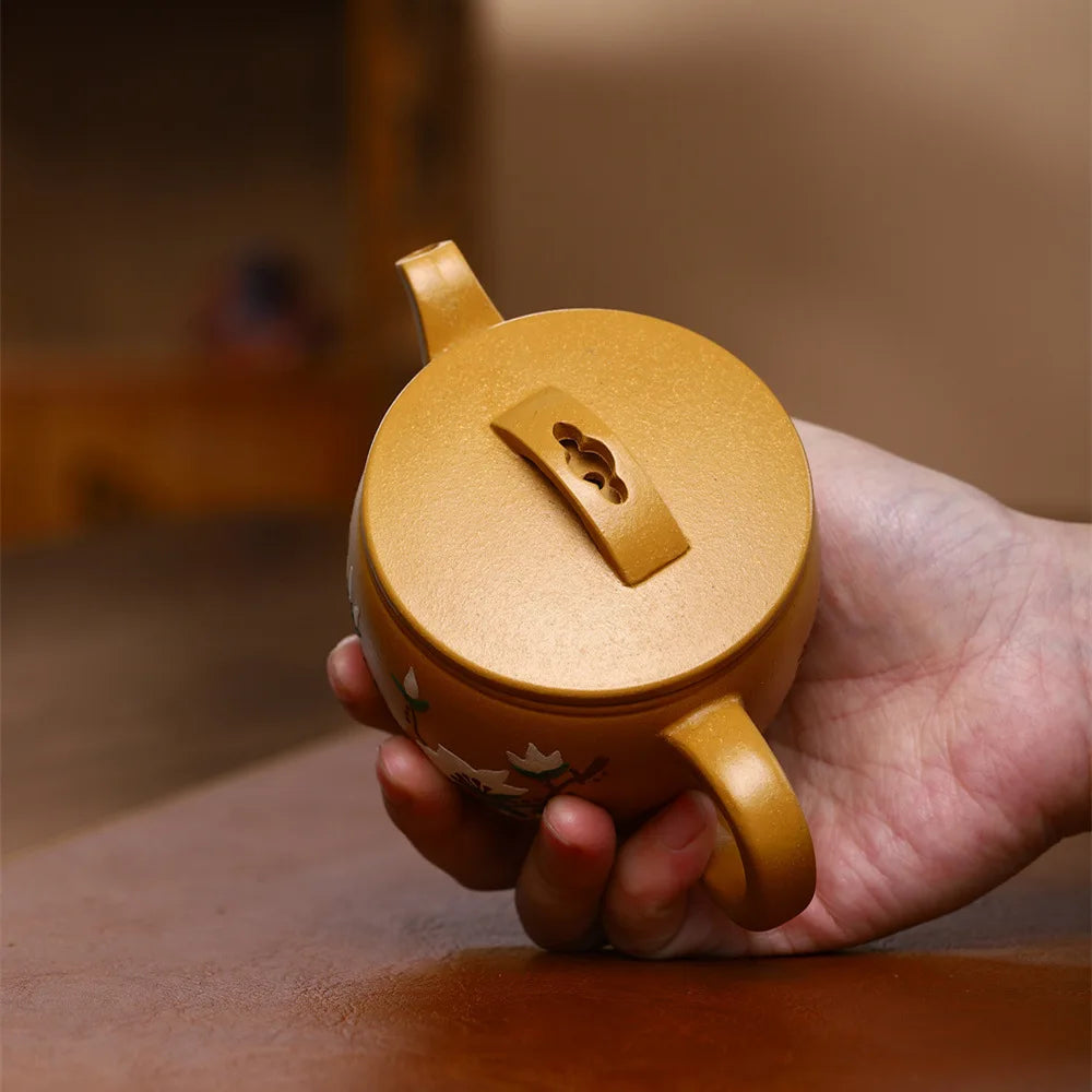 230cc Yixing Purple Clay Pot Collection Gold Section All Handmade Teapot Drinking Pu'er Kung Fu Tea Set Chinese Teapot