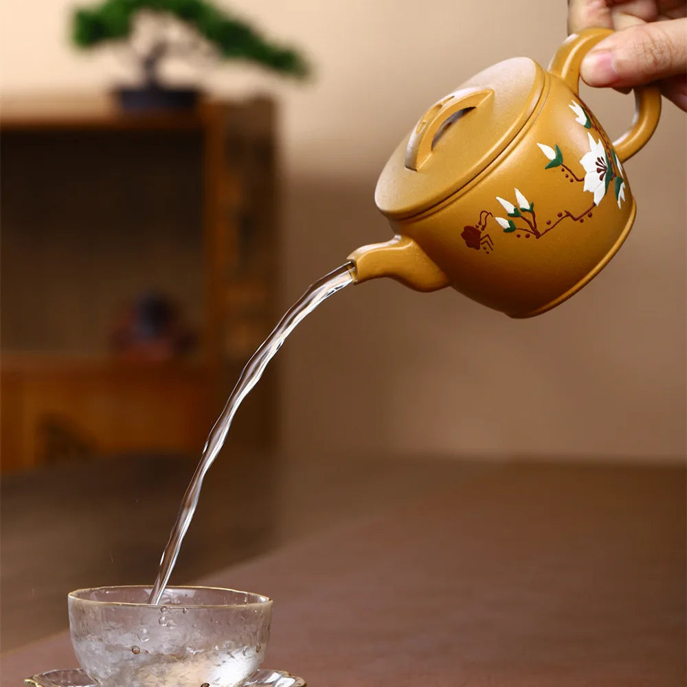 230cc Yixing Purple Clay Pot Collection Gold Section All Handmade Teapot Drinking Pu'er Kung Fu Tea Set Chinese Teapot