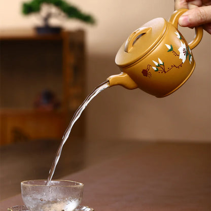 230cc Yixing Purple Clay Pot Collection Gold Section All Handmade Teapot Drinking Pu'er Kung Fu Tea Set Chinese Teapot