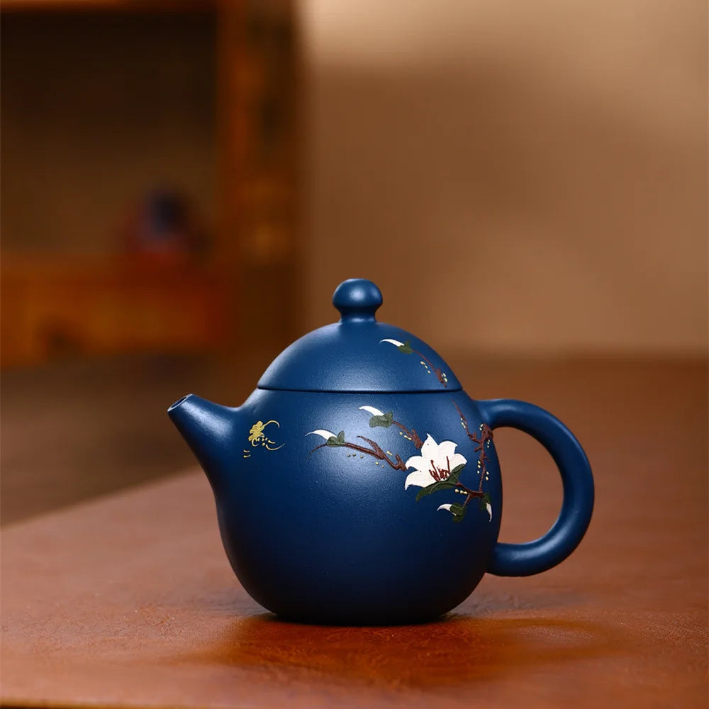 230cc Yixing Purple Clay Teapot Handmade blue Mud Dragon Egg Kettle Beauty Tea Infuser Raw Ore Zisha Tea Pot Home Drinkware