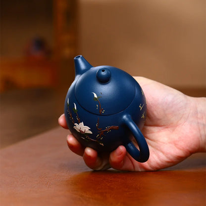 230cc Yixing Purple Clay Teapot Handmade blue Mud Dragon Egg Kettle Beauty Tea Infuser Raw Ore Zisha Tea Pot Home Drinkware