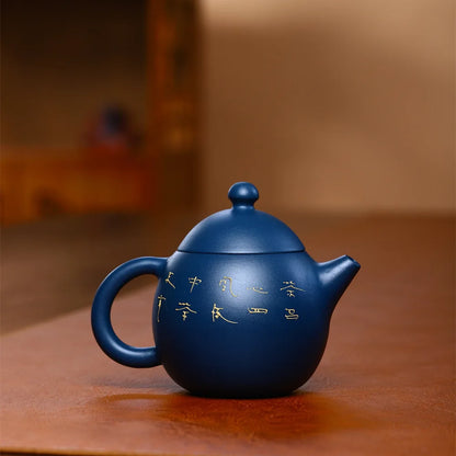 230cc Yixing Purple Clay Teapot Handmade blue Mud Dragon Egg Kettle Beauty Tea Infuser Raw Ore Zisha Tea Pot Home Drinkware