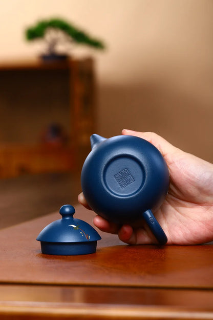 230cc Yixing Purple Clay Teapot Handmade blue Mud Dragon Egg Kettle Beauty Tea Infuser Raw Ore Zisha Tea Pot Home Drinkware