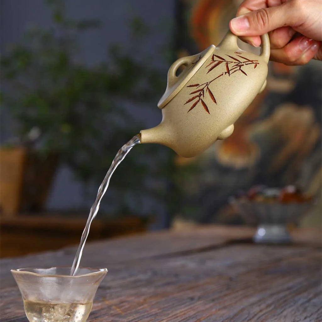 230cc Yixing Purple Clay Teapot Stone Scoop Tea Pot Beauty Kettle Raw Ore Handmade Teaware Tea Ceremony Gifts