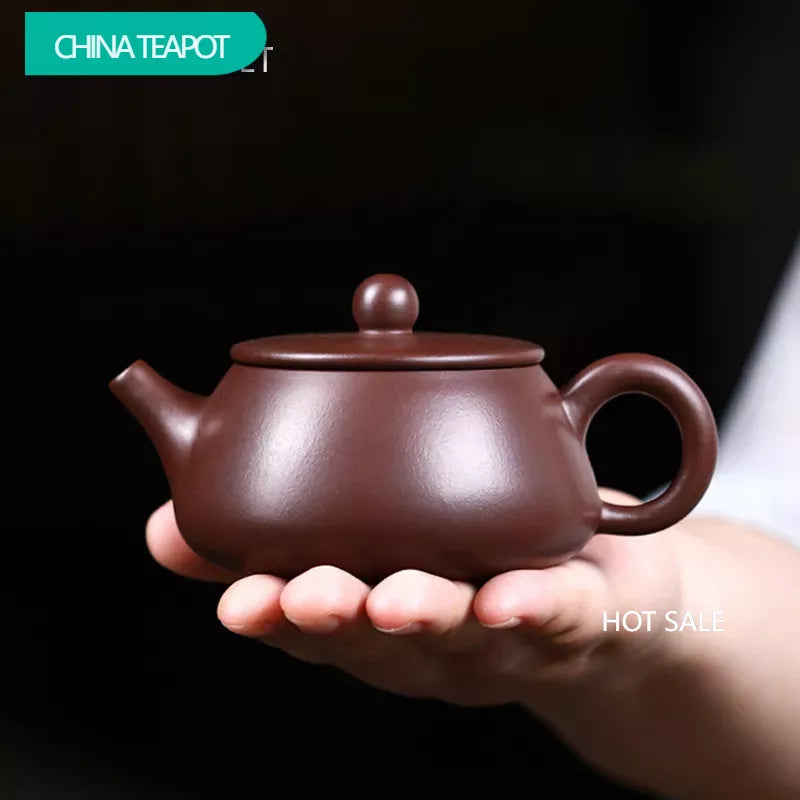 160ml Chinese Yixing Handmade Purple Clay Teapots Raw Ore Zhu Mud Stone Scoop Tea Pot Beauty Kettle Customized Zisha Tea Set