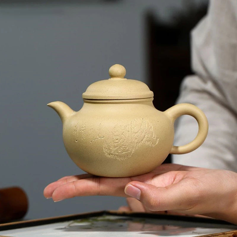 230ml Authentic Yixing Raw Ore Purple Clay Teapots Famous Artists Handmade Tea Pot Beauty Kettle Chinese Zisha Tea Set Teaware