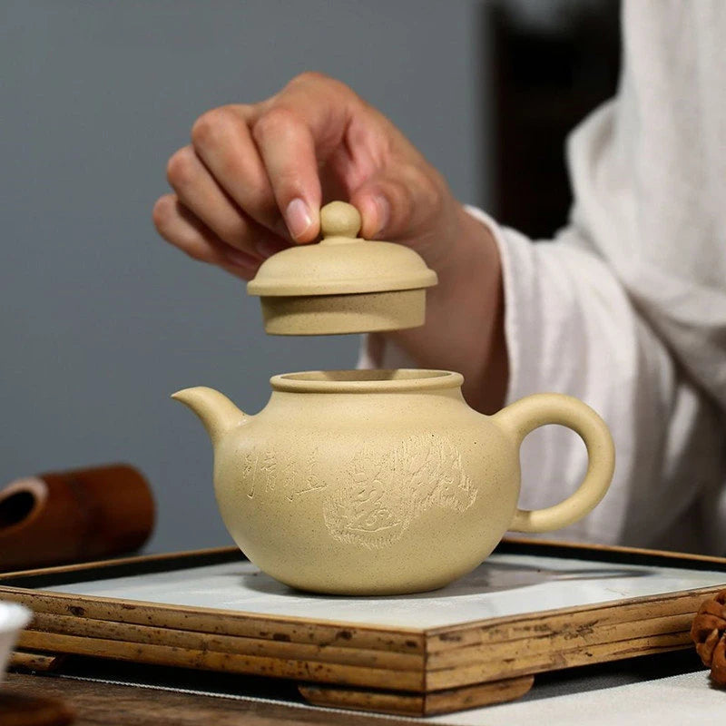 230ml Authentic Yixing Raw Ore Purple Clay Teapots Famous Artists Handmade Tea Pot Beauty Kettle Chinese Zisha Tea Set Teaware