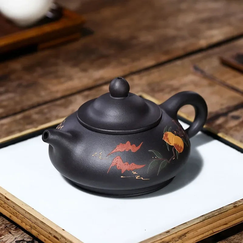 230ml Chinese Purple Clay Xishi Teapots Handmade Hole Filter Kettle Tea Set Household Portable Tea Pot Tie Guanyin Puer