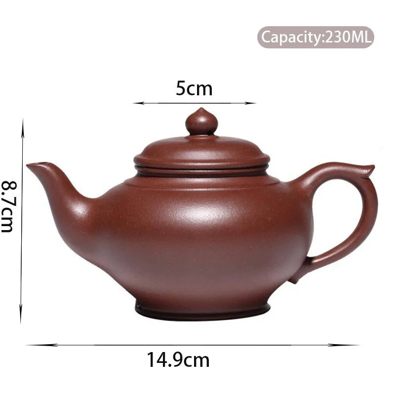 230ml Chinese Yixing High-end Purple Clay Teapots Famous Handmade Tea Pot Raw Ore Purple Mud Kettle Zisha Tea Set Collection