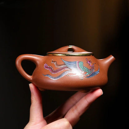 230ml Chinese Yixing Purple Clay Tea Kettle Handmade Beauty Stone Scoop Pot Raw Ore Zhu Mud Filter Teaware Zisha Tea Accessories