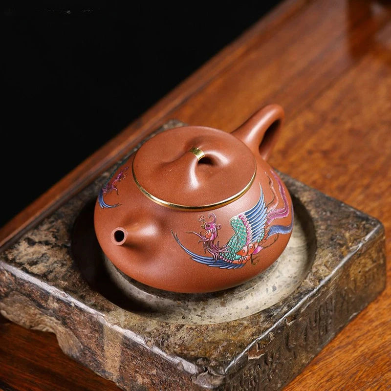 230ml Chinese Yixing Purple Clay Tea Kettle Handmade Beauty Stone Scoop Pot Raw Ore Zhu Mud Filter Teaware Zisha Tea Accessories