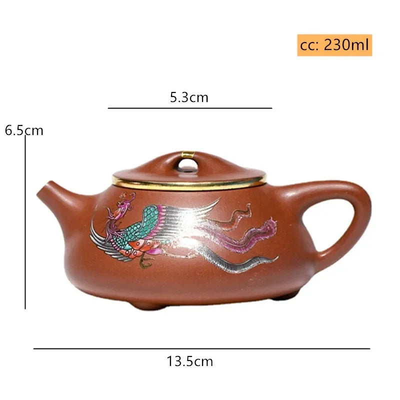 230ml Chinese Yixing Purple Clay Tea Kettle Handmade Beauty Stone Scoop Pot Raw Ore Zhu Mud Filter Teaware Zisha Tea Accessories