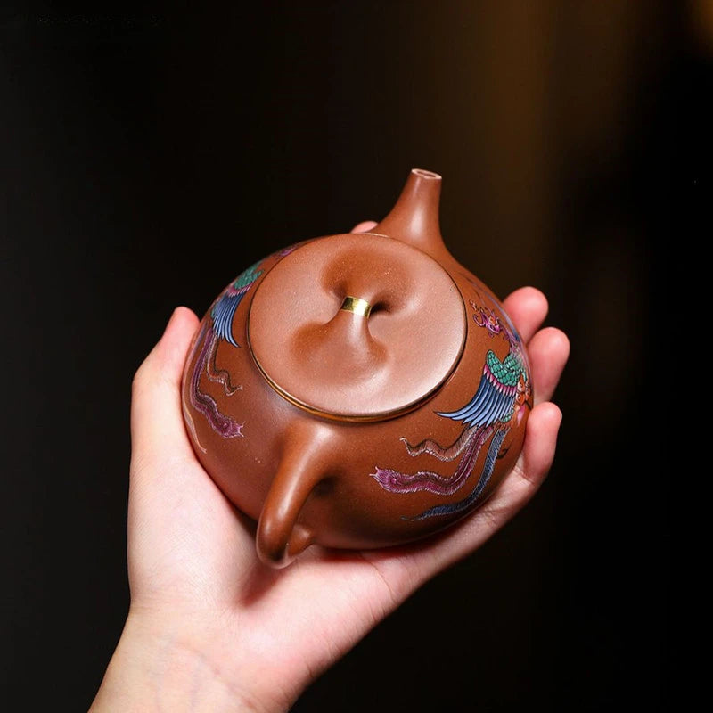 230ml Chinese Yixing Purple Clay Tea Kettle Handmade Beauty Stone Scoop Pot Raw Ore Zhu Mud Filter Teaware Zisha Tea Accessories