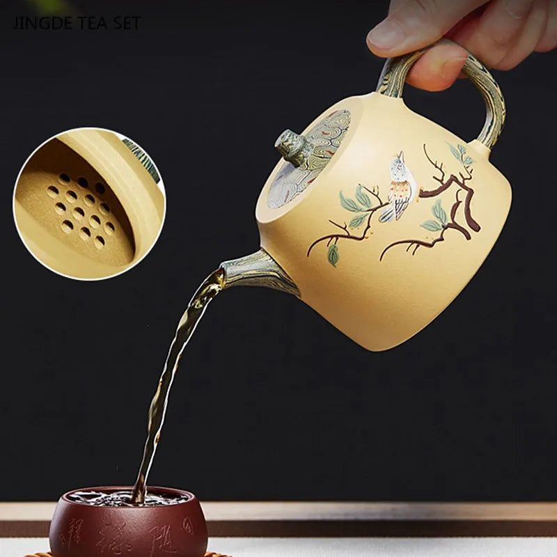 230ml Chinese Yixing Purple Clay Tea Pot Boutique Master Hand-painted Tea Pot High Quality Zisha Teaware Filter Beauty Kettle