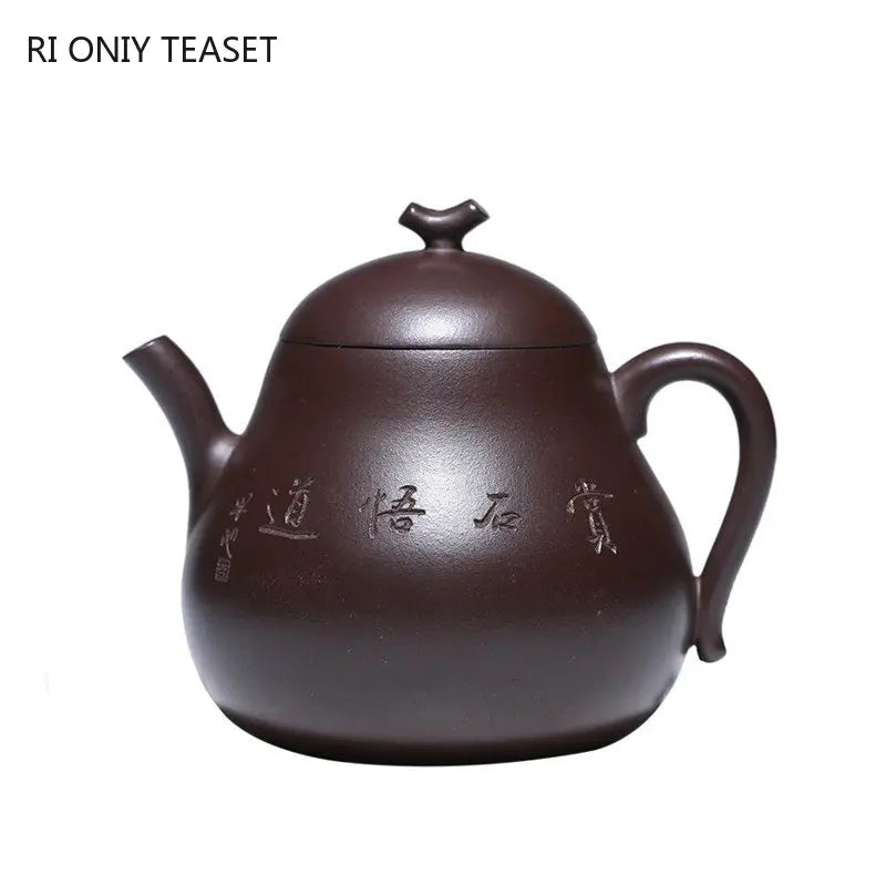 230ml Chinese Yixing Purple Clay Teapot Famous Artists Creative Handmade Tea Pot Raw Ore Purple Mud Kettle Zisha Tea Set Teaware
