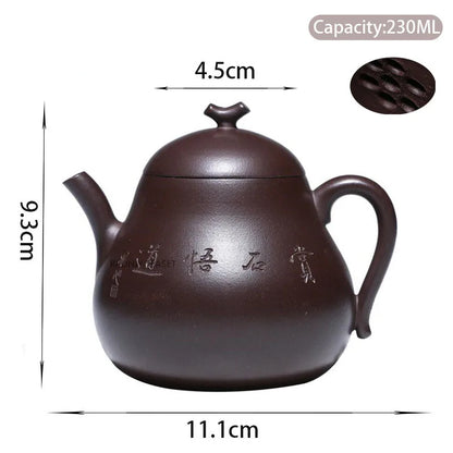 230ml Chinese Yixing Purple Clay Teapot Famous Artists Creative Handmade Tea Pot Raw Ore Purple Mud Kettle Zisha Tea Set Teaware