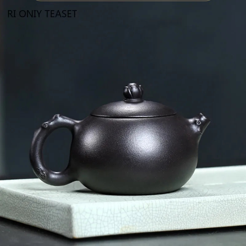 230ml Chinese Yixing Purple Clay Teapot Famous Handmade High-end Xishi Tea Pot Hand Carved Kettle Zisha Tea Set Collection