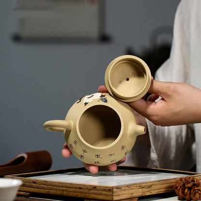 230ml Chinese Yixing Purple Clay Teapots Famous Artists Handmade Flowers Tea Pot Beauty Kettle Authentic Zisha Tea Set Teaware