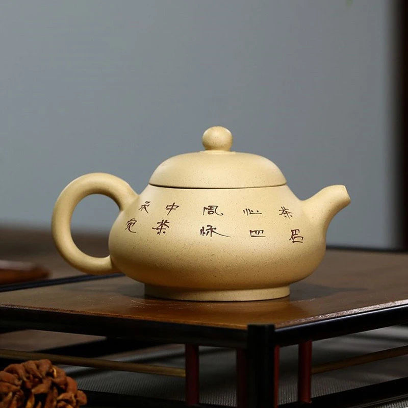 230ml Chinese Yixing Purple Clay Teapots Famous Artists Handmade Flowers Tea Pot Beauty Kettle Authentic Zisha Tea Set Teaware