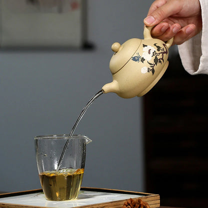 230ml Chinese Yixing Purple Clay Teapots Famous Artists Handmade Flowers Tea Pot Beauty Kettle Authentic Zisha Tea Set Teaware