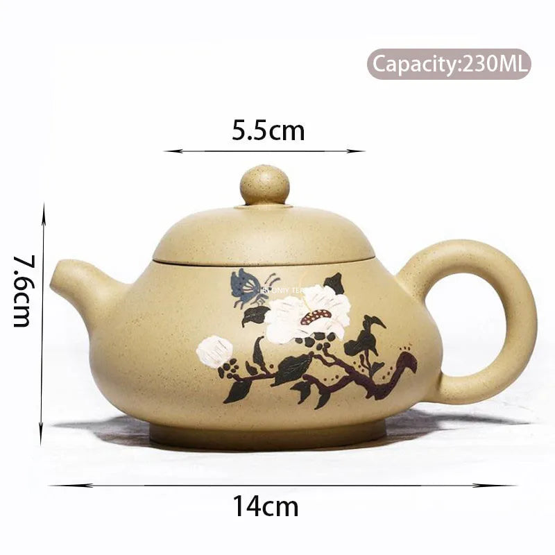 230ml Chinese Yixing Purple Clay Teapots Famous Artists Handmade Flowers Tea Pot Beauty Kettle Authentic Zisha Tea Set Teaware