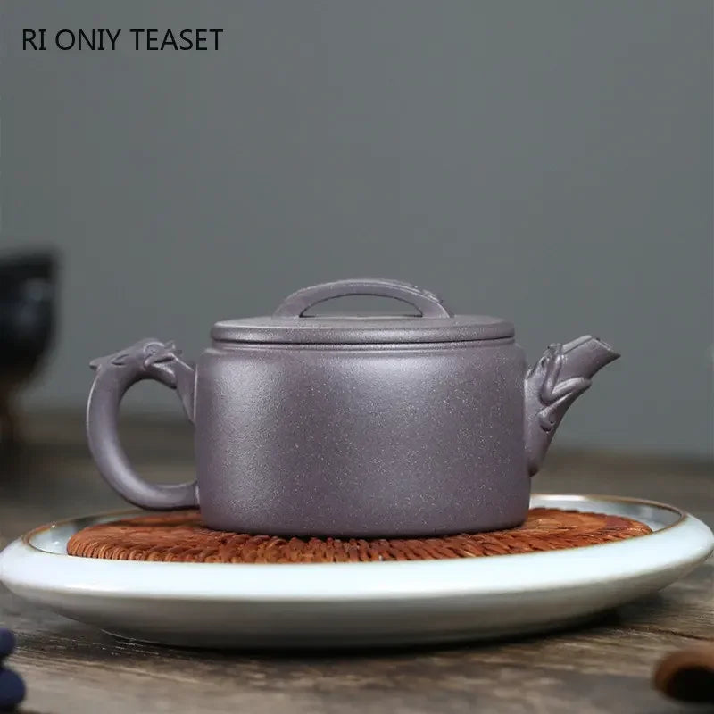 230ml Chinese Yixing Purple Clay Teapots Famous Artists Handmade Large Caliber Tea Pot Kettle High-end Zisha Tea Set Collection