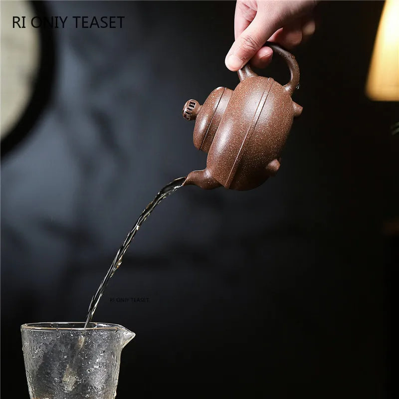 230ml Chinese Yixing Purple Clay Teapots Famous Artists Handmade Raw Ore Multicolored Section Mud Tea Pot Kettle Zisha Tea Set