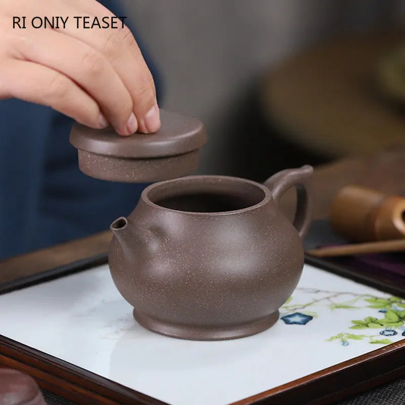 230ml Chinese Yixing Purple Clay Teapots Handmade Tea Pot Raw Ore Grey Section Mud Kettle High-end Zisha Tea Set Collection Gift