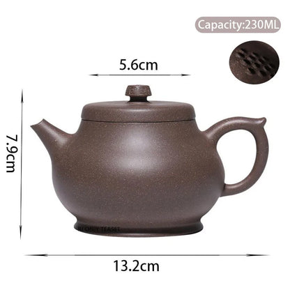 230ml Chinese Yixing Purple Clay Teapots Handmade Tea Pot Raw Ore Grey Section Mud Kettle High-end Zisha Tea Set Collection Gift