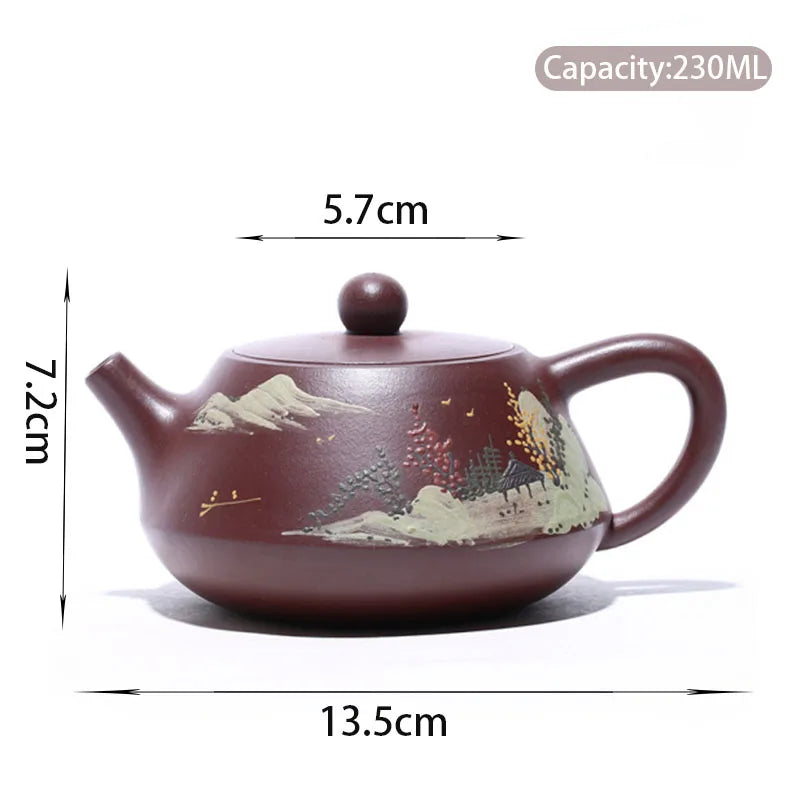 230ml Chinese Yixing Purple Clay Teapots Handmade Zhu Mud Stone Scoop Tea Pot Zisha Filter Beauty Kettle Household Tea Set
