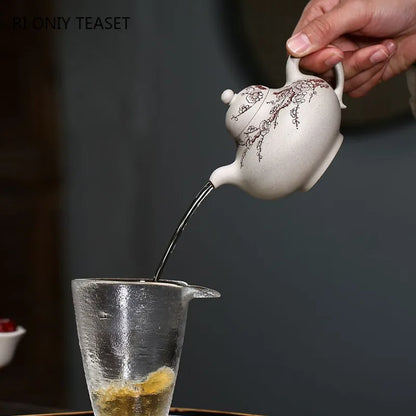 230ml Chinese Yixing Purple Clay Teapots High-end Handmade Plum Bossom Tea Pot Beauty Kettle Raw Ore Zisha Tea Set Collection