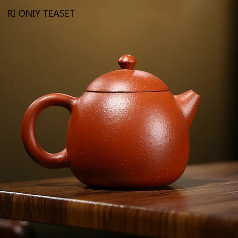 230ml Chinese Yixing Purple Clay Teapots Master Handmade Dragon Egg Tea Pot Hand Carved Bamboo Leaf Kettle Zisha Tea Set
