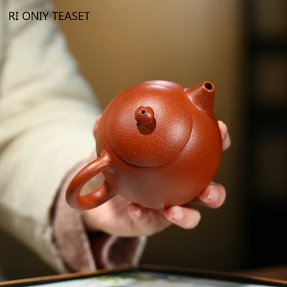 230ml Chinese Yixing Purple Clay Teapots Master Handmade Dragon Egg Tea Pot Hand Carved Bamboo Leaf Kettle Zisha Tea Set