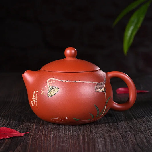 230ml Genuine Yixing Zisha Tea Pot Famous Handmade Raw Ore Zhu Mud Lotus Seeds Xishi Teapot Kung Fu Tea Kettle Free Shipping