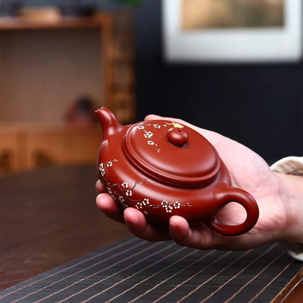 230ml Hand-painted Plum Blossom Xishi Teapot Yixing Purple Clay Tea Pot Household r Teaware Chinese Tea Infuser