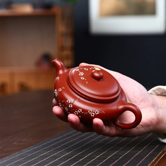 230ml Hand-painted Plum Blossom Xishi Teapot Yixing Purple Clay Tea Pot Household r Teaware Chinese Tea Infuser