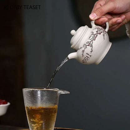 230ml High-end Yixing Purple Clay Teapots Master Hand-carved Plum Blossom Tea Pot Beauty Kettle Chinese Zisha Tea Set Collection