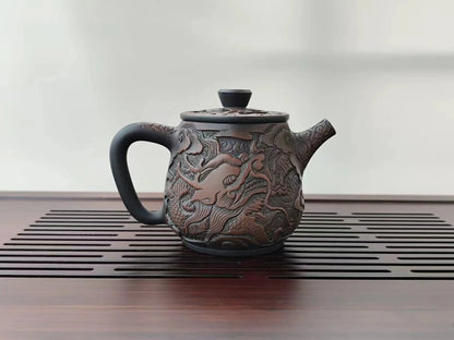 230ml Jianshui Purple Clay (not Yixing )Handmade Dragon Carving Natural Material TeaPot Kettle Teaset Ceremony Tea Accessories