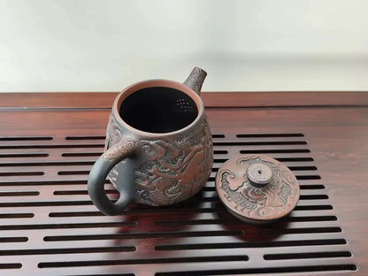 230ml Jianshui Purple Clay (not Yixing )Handmade Dragon Carving Natural Material TeaPot Kettle Teaset Ceremony Tea Accessories