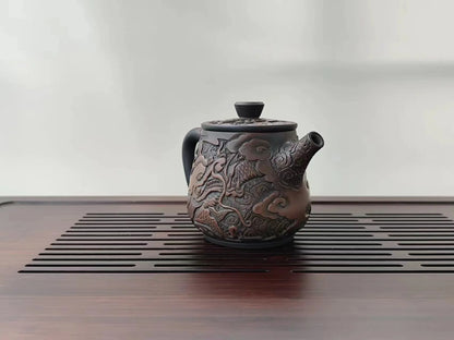 230ml Jianshui Purple Clay (not Yixing )Handmade Dragon Carving Natural Material TeaPot Kettle Teaset Ceremony Tea Accessories