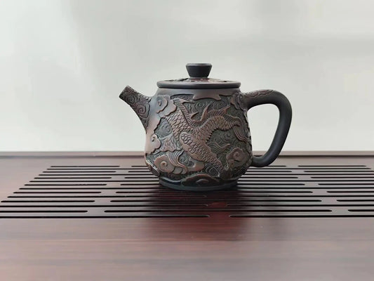 230ml Jianshui Purple Clay (not Yixing )Handmade Dragon Carving Natural Material TeaPot Kettle Teaset Ceremony Tea Accessories