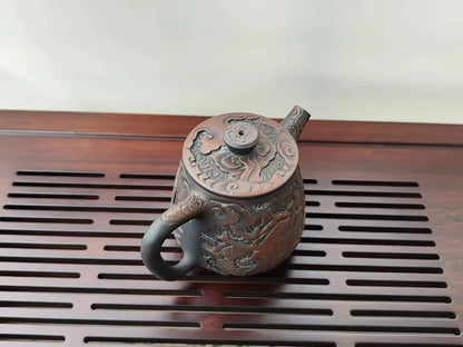 230ml Jianshui Purple Clay (not Yixing )Handmade Dragon Carving Natural Material TeaPot Kettle Teaset Ceremony Tea Accessories