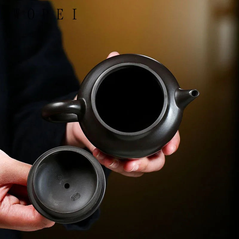 230ml Raw Ore Black Mud Beauty Tea Kettle Yixing Purple Clay Teapots Home Handmade Filter Tea Pot Chinese Zisha Teaware Gifts