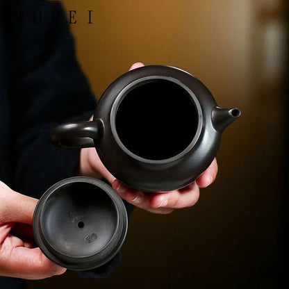 230ml Raw Ore Black Mud Beauty Tea Kettle Yixing Purple Clay Teapots Home Handmade Filter Tea Pot Chinese Zisha Teaware Gifts
