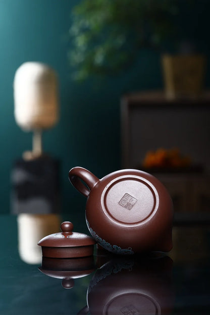 230ml Traditional Chinese Handcrafted Lotus Yixing Purple Clay Teapot Small Capacity Kettle Puer Oolong Tea Set