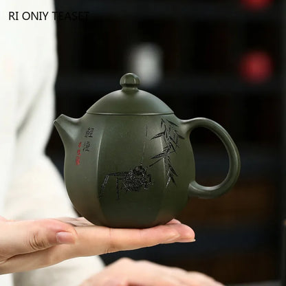 230ml Traditional Zisha Filter Tea Kettle Classic Yixing Purple Clay Tea Pot Raw Ore Green Mud Dragon Egg Teapot Tea Sets Gifts