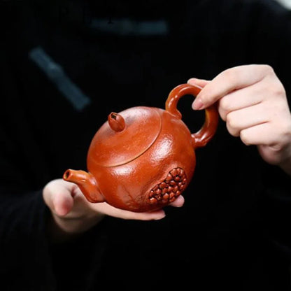 230ml Yixing Famous Purple Clay Teapot Handmade Simulation Pomegranate Model Tea Pot Kettle Chinese Authentic Zisha Tea Set Gift