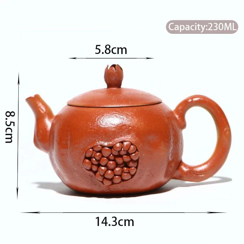 230ml Yixing Famous Purple Clay Teapot Handmade Simulation Pomegranate Model Tea Pot Kettle Chinese Authentic Zisha Tea Set Gift