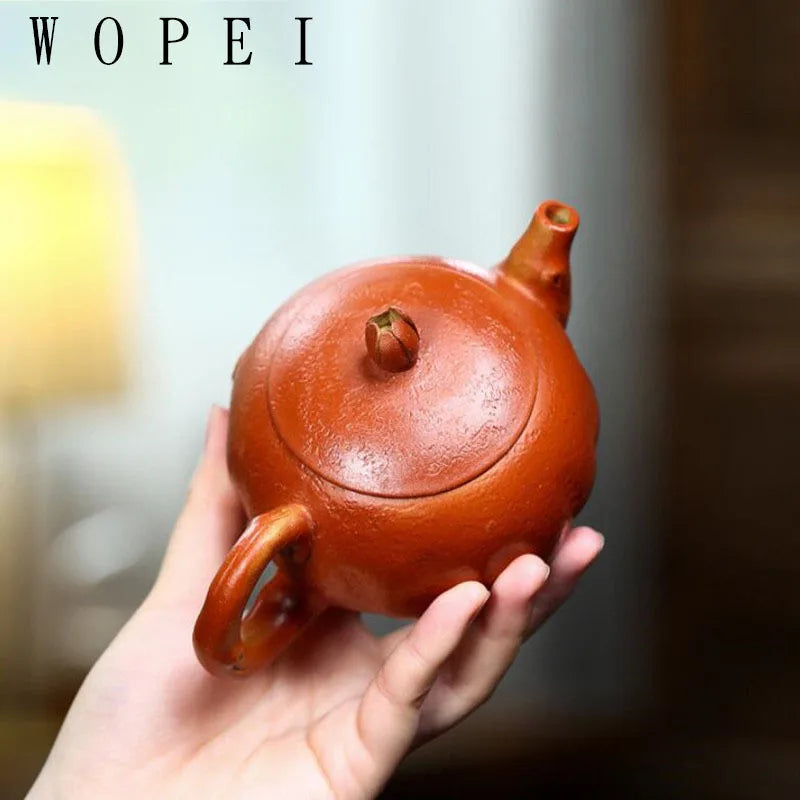 230ml Yixing Famous Purple Clay Teapot Handmade Simulation Pomegranate Model Tea Pot Kettle Chinese Authentic Zisha Tea Set Gift
